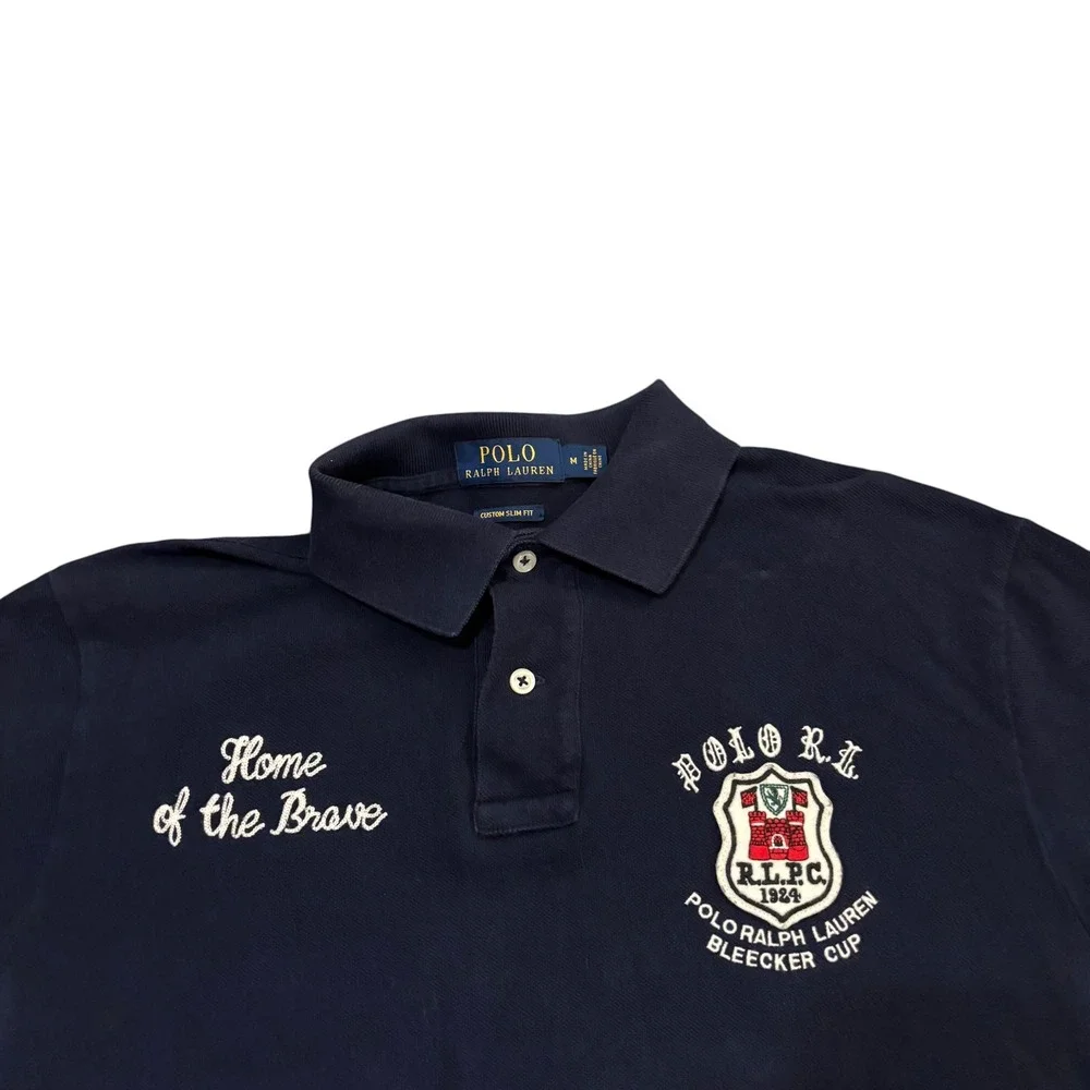 Polo Ralph Lauren Mens Navy Ivy League Bleecker Cup Embroidered Polo Medium